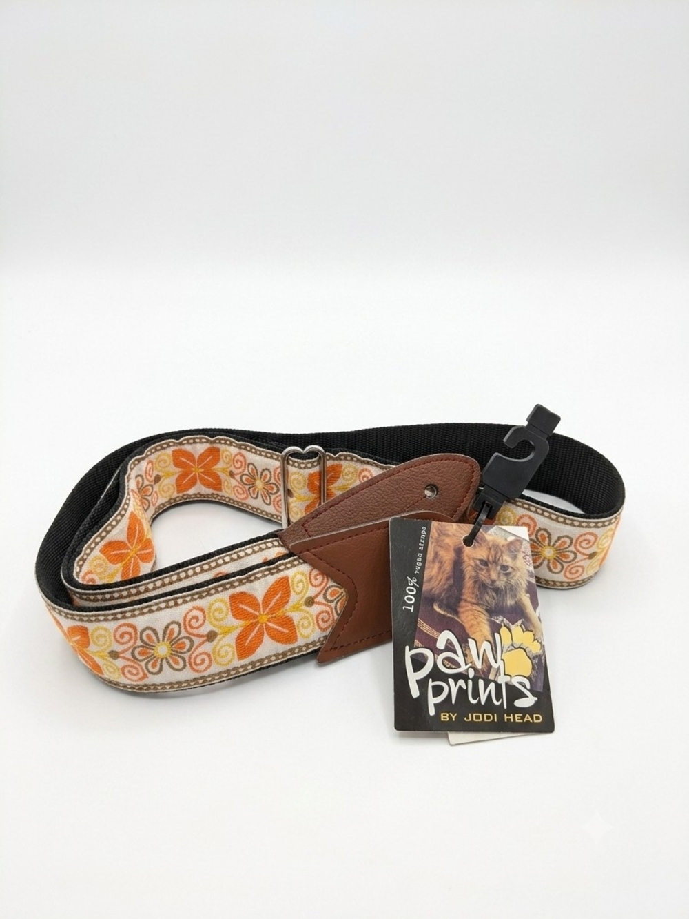 Jodi Head Paw Prints Vegan Guitar Strap - Vintage-style Floral Brocade